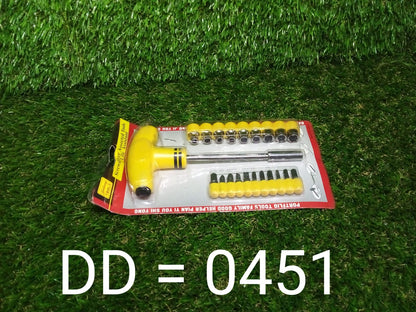 Durable tool case protecting the ratchet sockets, handles, and screwdriver bits.