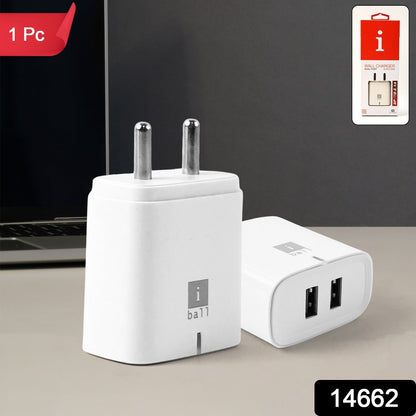 iBall dual port USB wall adapter for simultaneous device charging