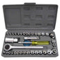 The Wagtail 40-piece socket toolkit neatly organized in its open portable case.