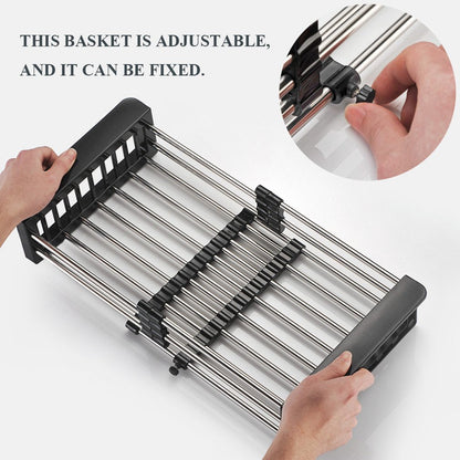 Side view of the expandable sink drainer, highlighting its sturdy design.