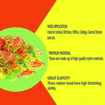 A close-up of durable rubber bands in assorted colors for various uses.