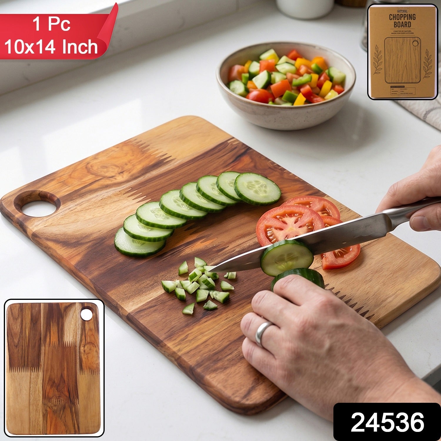 Durable wood cutting board for chopping vegetables, meat and fruit