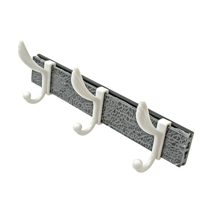 Wall mounted coat rack showcasing its sturdy metal hooks and elegant wooden base