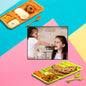4-Compartment Plate set with spoon and fork for organized meals.