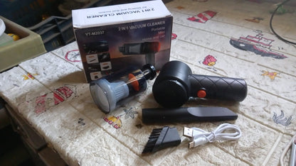 Car Vacuum Cleaner shown from an angle, highlighting its ergonomic design and wireless capability.