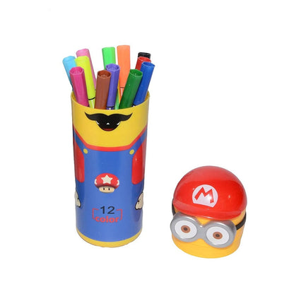 Minions sketch pen set in its case, showcasing the pens, great for creative kids.