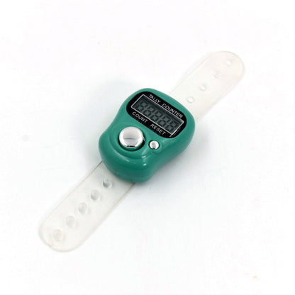 Close-up of the easy-press button and finger loop on the counting machine.