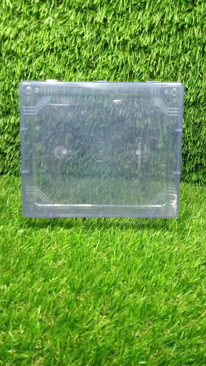 Overhead view of the empty plastic storage box, highlighting its spacious interior.