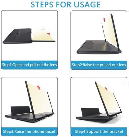 Compact mobile phone screen amplifier providing clear, enlarged viewing.