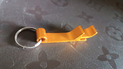 Angled view of stainless steel metal keychain with sleek look