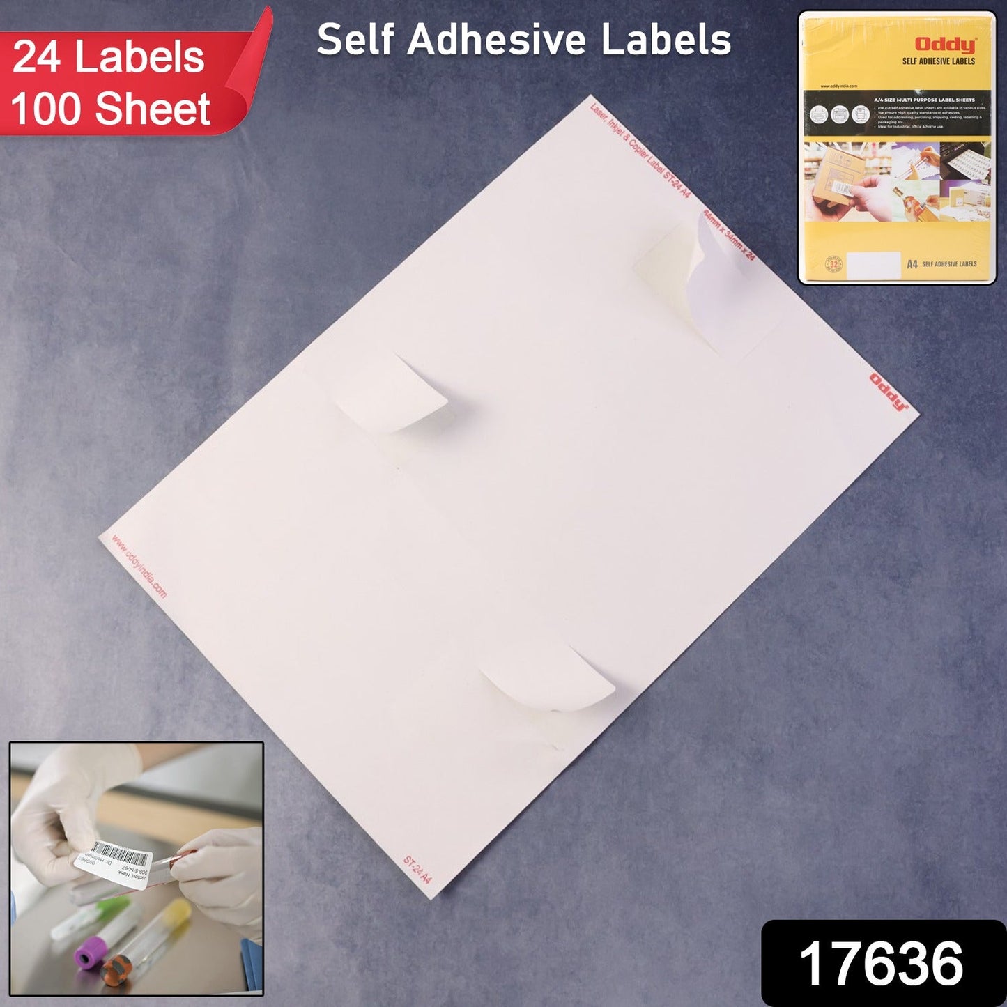 Stack of A4 label sheets ready for inkjet or laser printer use