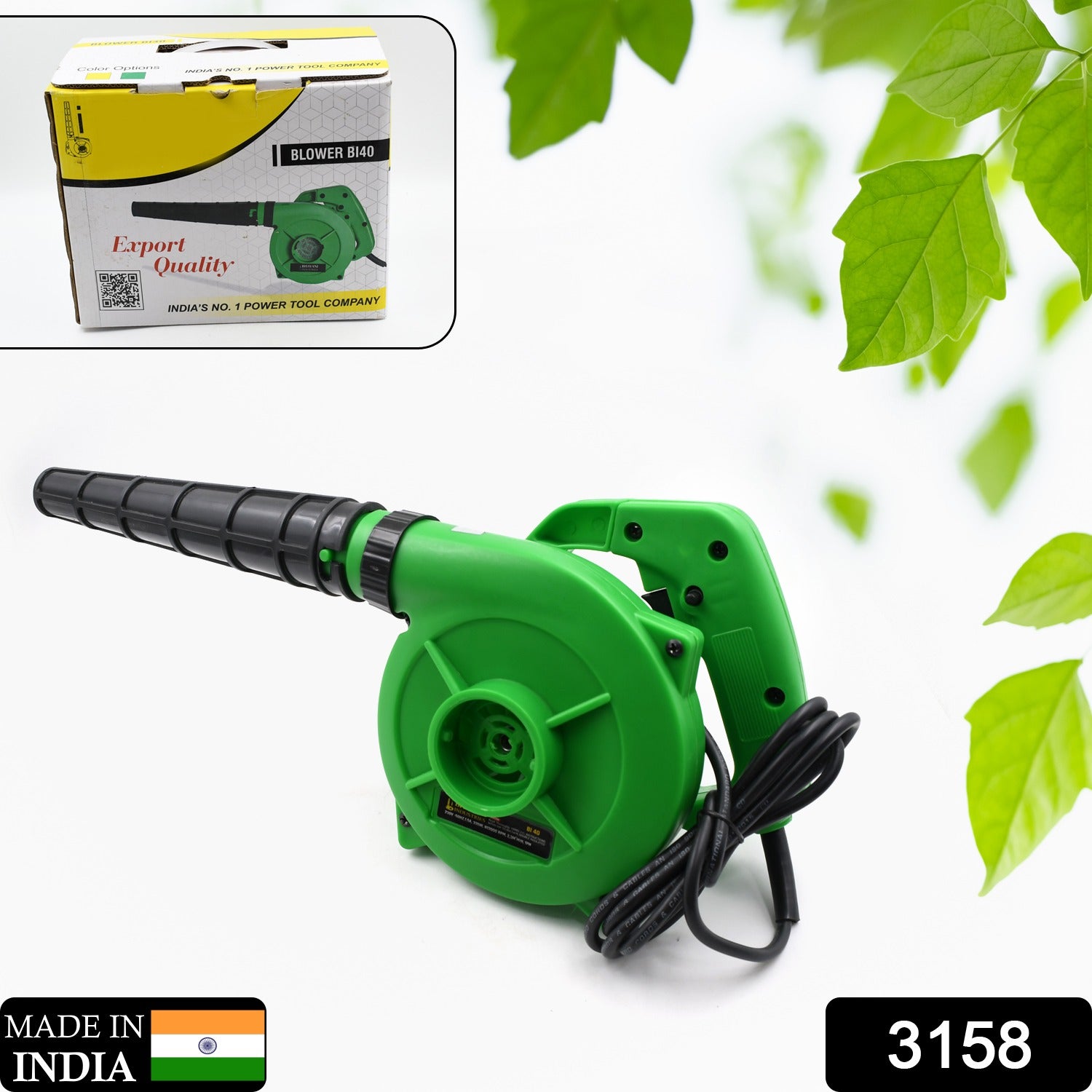 Electric air blower with powerful 650W motor for versatile cleaning tasks.