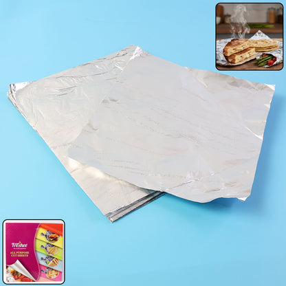 Pack of 50 aluminium foil cut sheets 220×250 mm for food wrapping