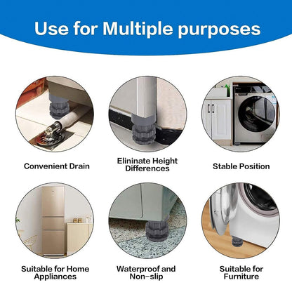 Anti-vibration pads installed under washing machine feet for stability