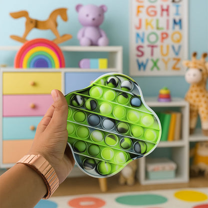 Silicone pop it fidget toy viewed from angle showing bubble layout