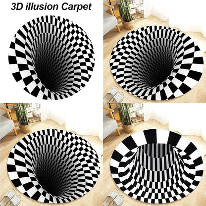 Anti-skid backing on 3D optical illusion non-woven doormat