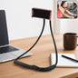 Flexible neck phone holder displaying hands-free mobile use by