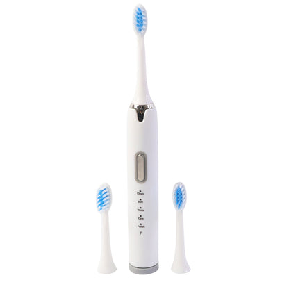 Rechargeable electric toothbrush handle with soft bristle brush head attached