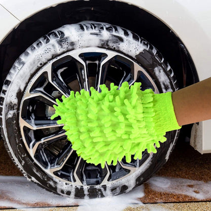 Secure grip elastic cuff on microfiber car wash glove mitt