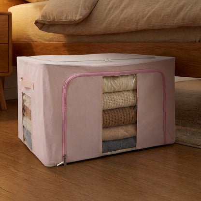 Stackable fabric clothes storage box for wardrobe organization