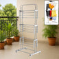 Stainless steel clothes drying stand with three layers and caster wheels