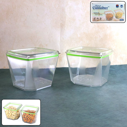Two 500ml leak-proof food storage containers with green lids