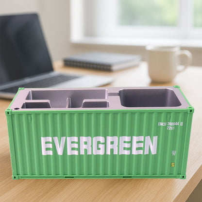 Pen holder compartment of the desk organizer with multiple sections.