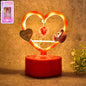 Heart-shaped decorative love showpiece featuring LED hanging heart light in red frame