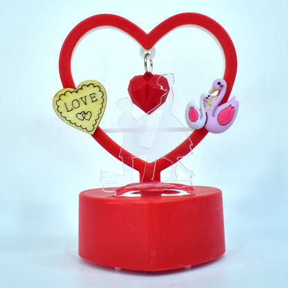 Top view of heart-shaped decorative love showpiece vibrant in red color