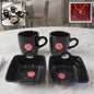 Complete Play Station ceramic mug and serving bowl set, 4-piece, displayed elegantly.