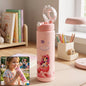 Cute princess cartoon water bottle for kids with flip straw lid