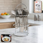 Stainless steel 16-piece cutlery set with stand on display