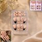 Burgundy artificial press-on nails set with white floral design, 12 reusable pieces