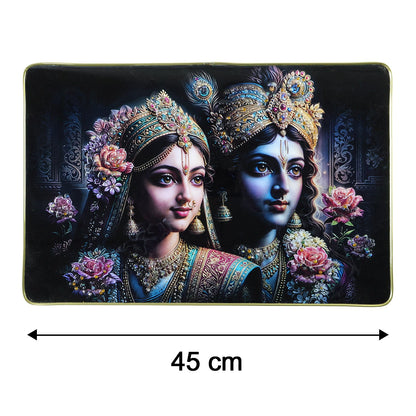 Close-up of vibrant Radha Krishna framed wall art