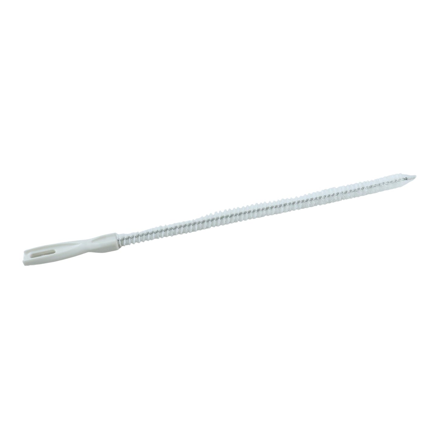 Flexible drain brush navigating a curved pipe for thorough cleaning
