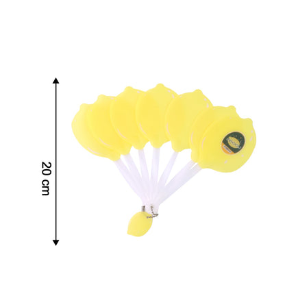 Lemon fan laid flat showing size and foldable design from