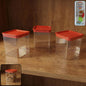 Airtight food storage container set with three transparent containers and secure lids