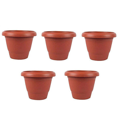 Sturdy brown planter pot with thick walls for robust plants.