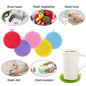 Round silicone dish scrubber, heat-resistant and mildew-free, ready for use.