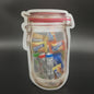 Transparent reusable plastic airtight food storage bag, 500ml, with zipper closure.
