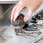 Round stainless steel scrubber pack of 6 for effective kitchen cleaning.