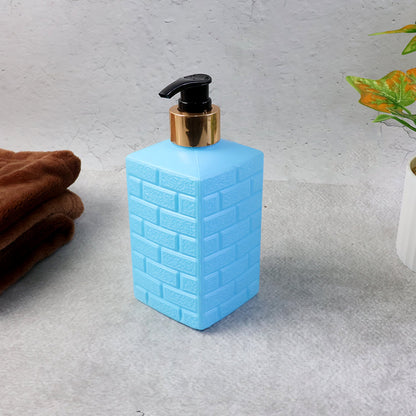 Close-up view of plastic soap dispenser pump bottle