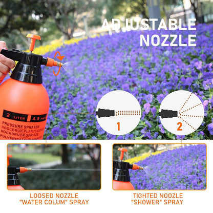 Overview of the XcelCraft 2L garden pressure sprayer from the front.