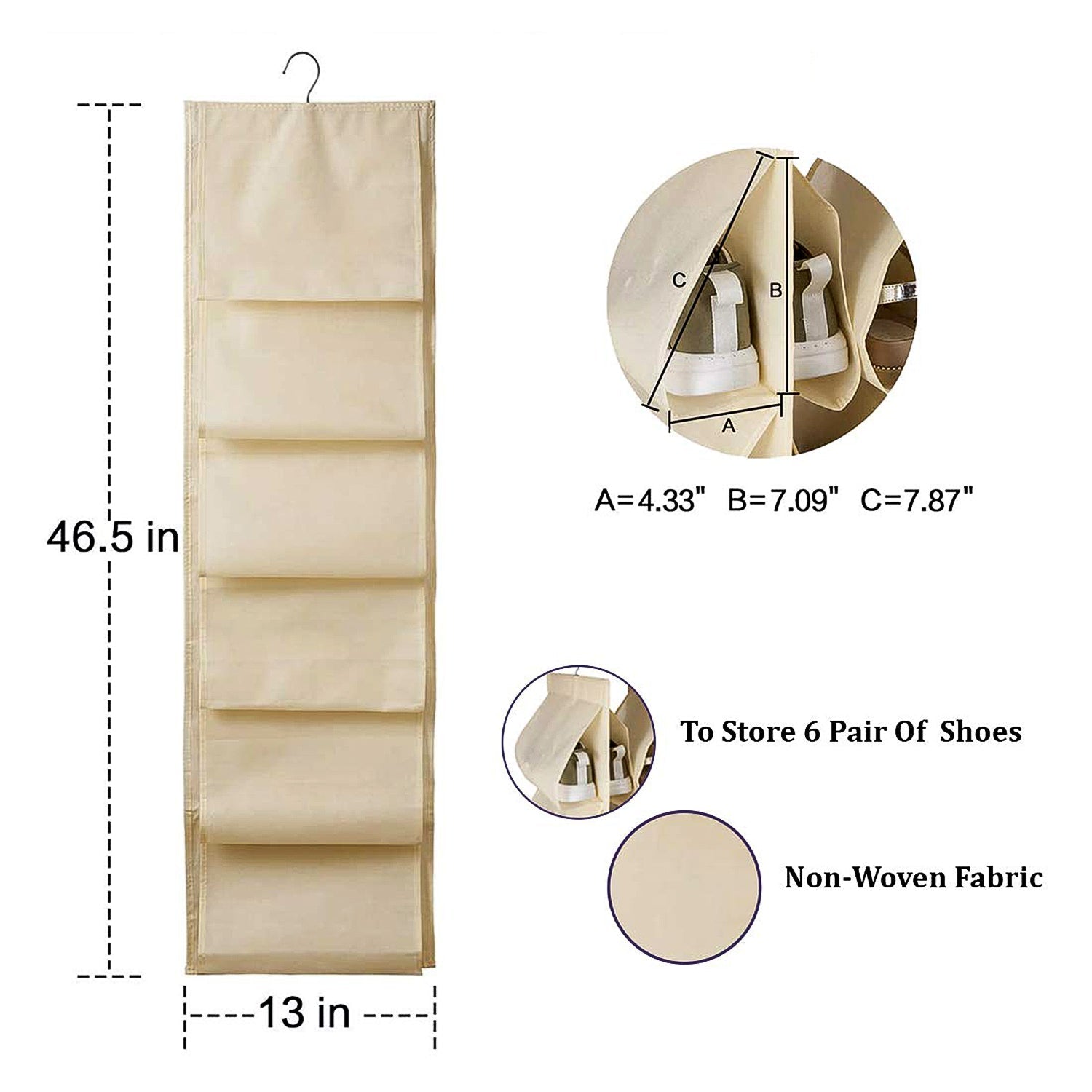 Foldable hanging shoe organizer bag for compact storage