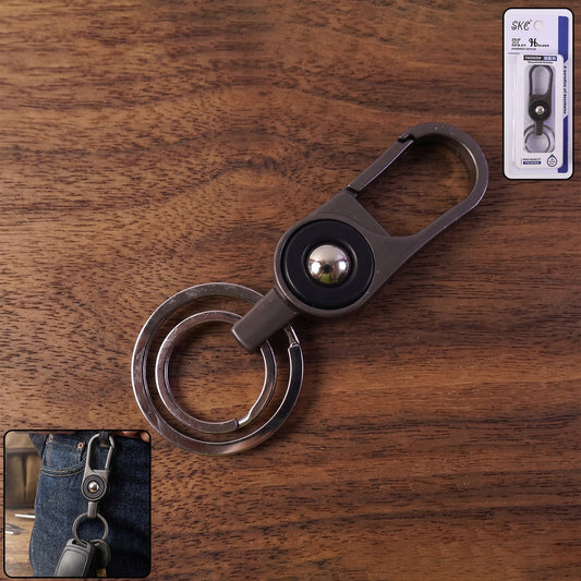 Heavy-duty metal key holder with carabiner clip for secure attachment