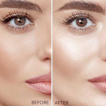 Close-up of shimmering highlighter powder for soft blend finish