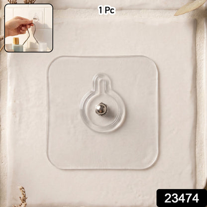 Clear adhesive wall hook suitable for bathroom and kitchen use