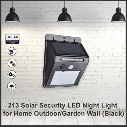 Close-up of the outdoor solar security light's LED panel and sensor.