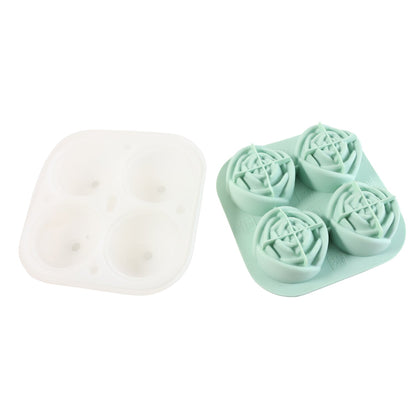 Rose shape ice cube tray filled with water and covered with lid