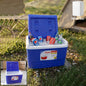 Heavy Duty Insulated Ice Box in blue keeping drinks cold during outdoor trips